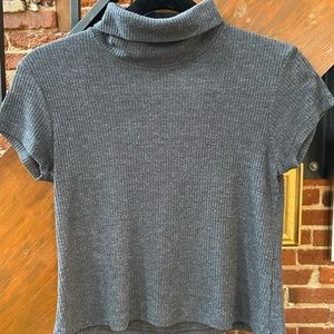 Brandy Melville Gray Short Sleeve Crop Turtleneck